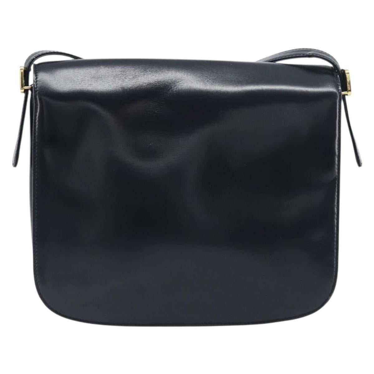 LOEWE Shoulder Bag Leather Black Gold Tone Auth ep15772