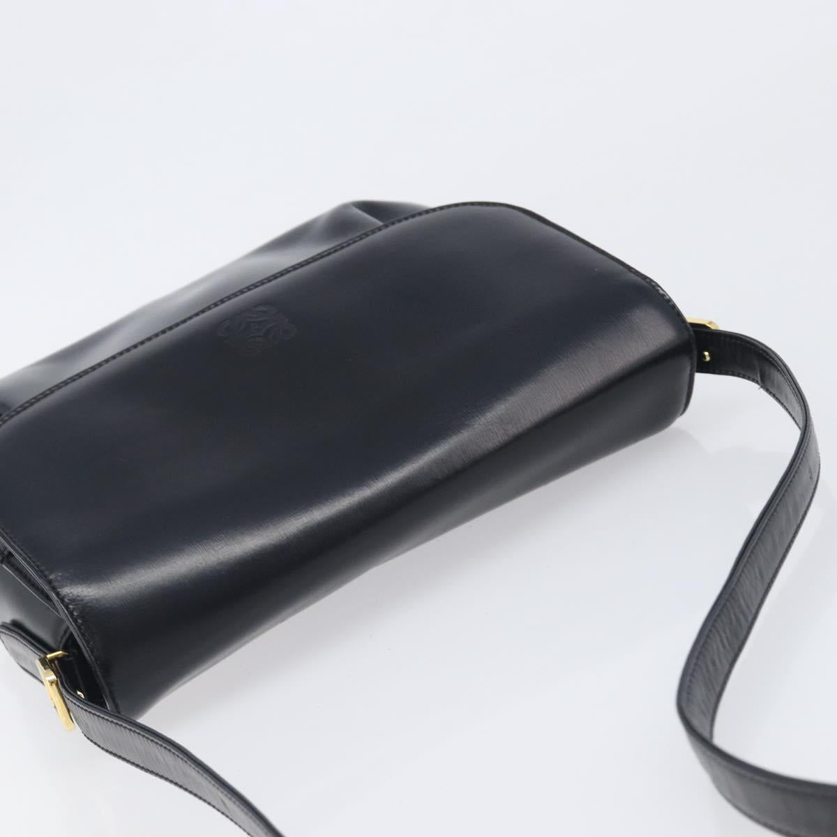 LOEWE Shoulder Bag Leather Black Gold Tone Auth ep15772