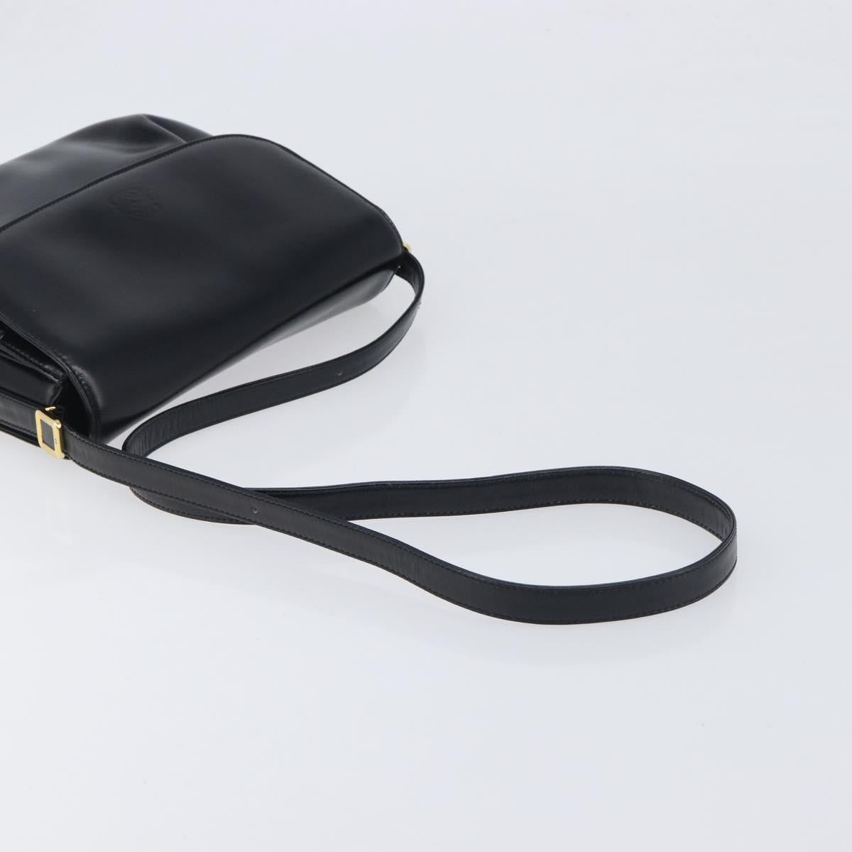 LOEWE Shoulder Bag Leather Black Gold Tone Auth ep15772