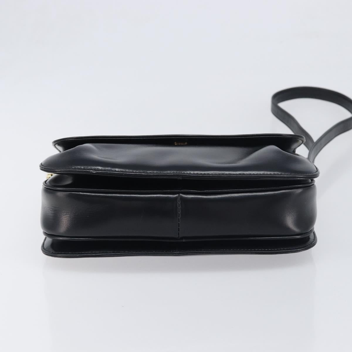LOEWE Shoulder Bag Leather Black Gold Tone Auth ep15772