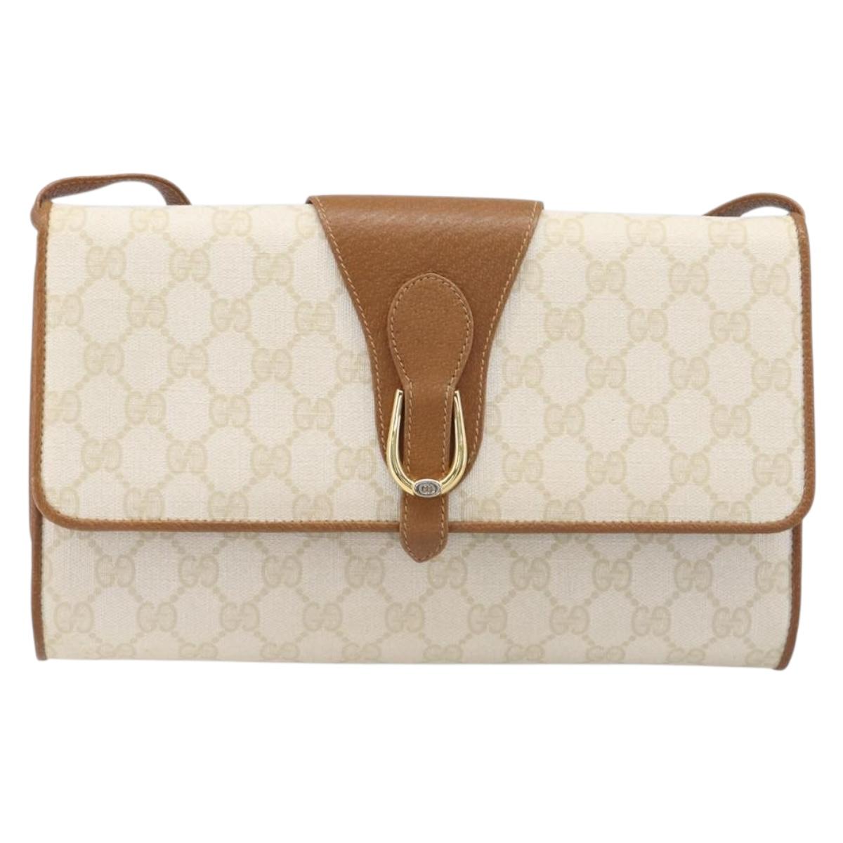 GUCCI GG Supreme Shoulder Bag PVC White Gold Tone 904 02 050 Auth ep15777