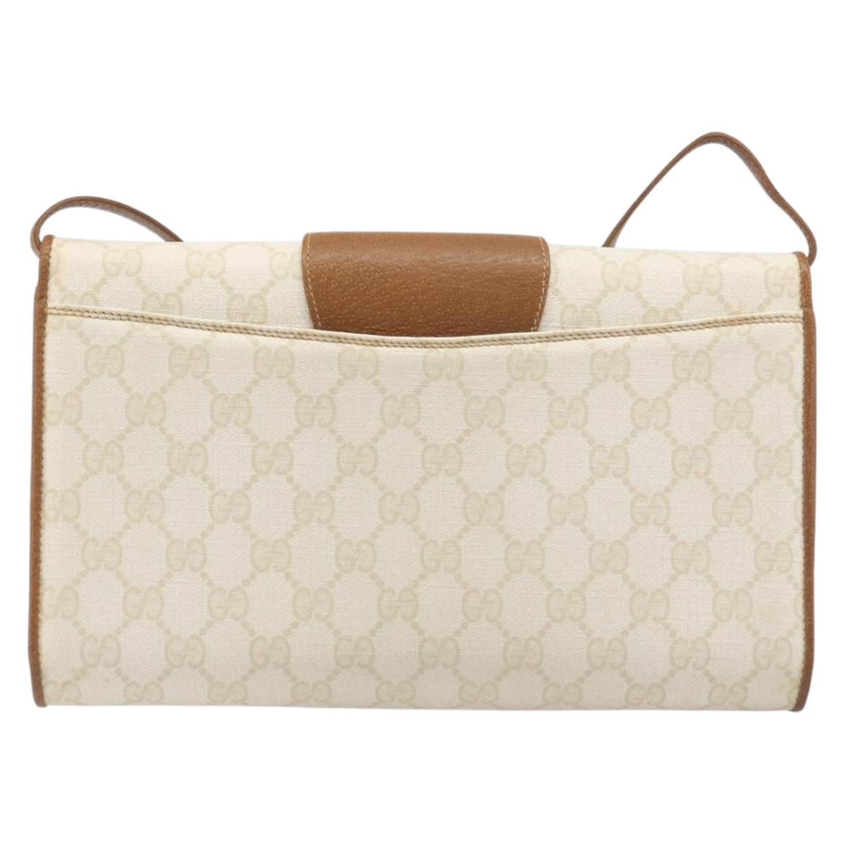 GUCCI GG Supreme Shoulder Bag PVC White Gold Tone 904 02 050 Auth ep15777