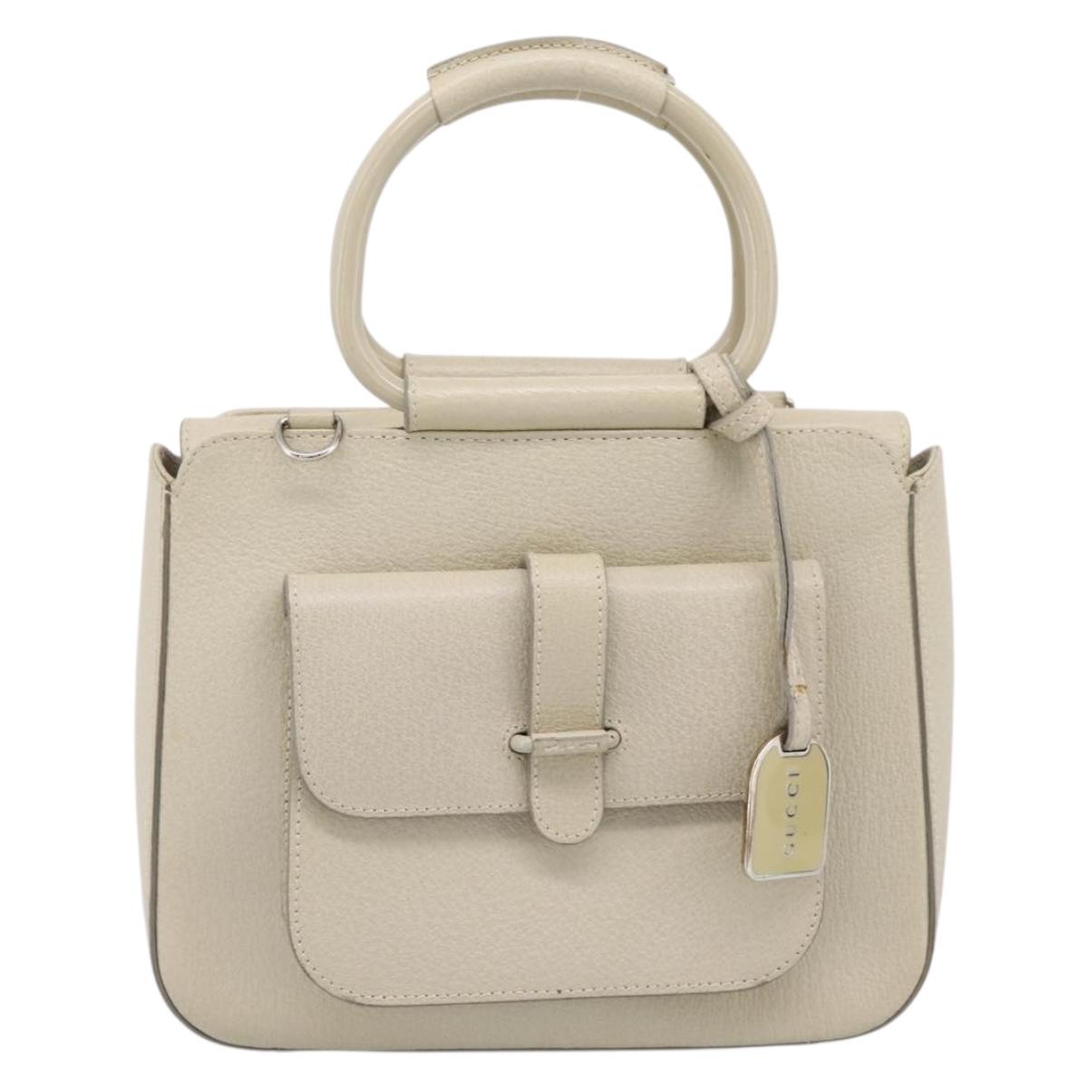 GUCCI Hand Bag Leather Ivory Silver 000 2058 0308 5 Auth ep15778