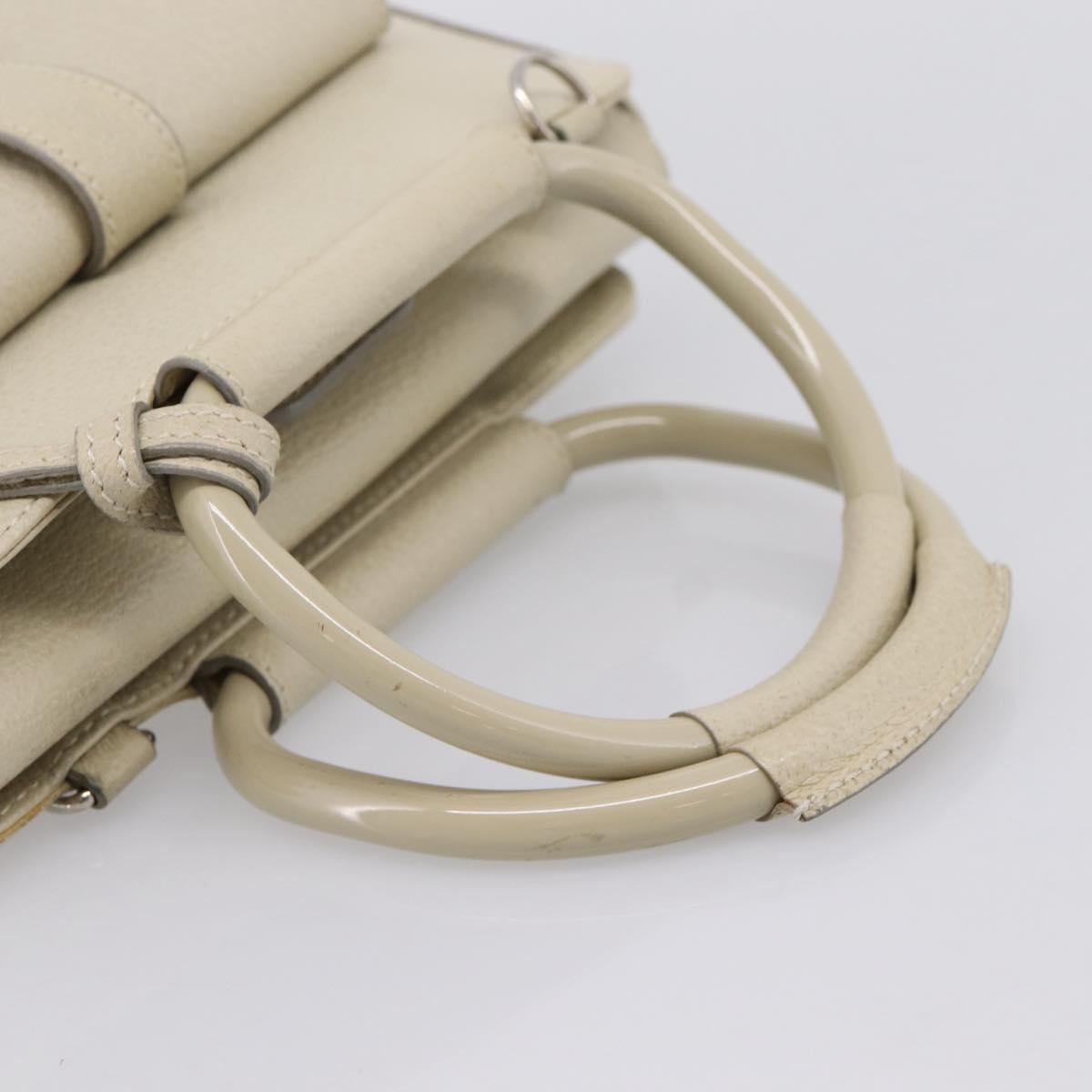 GUCCI Hand Bag Leather Ivory Silver 000 2058 0308 5 Auth ep15778