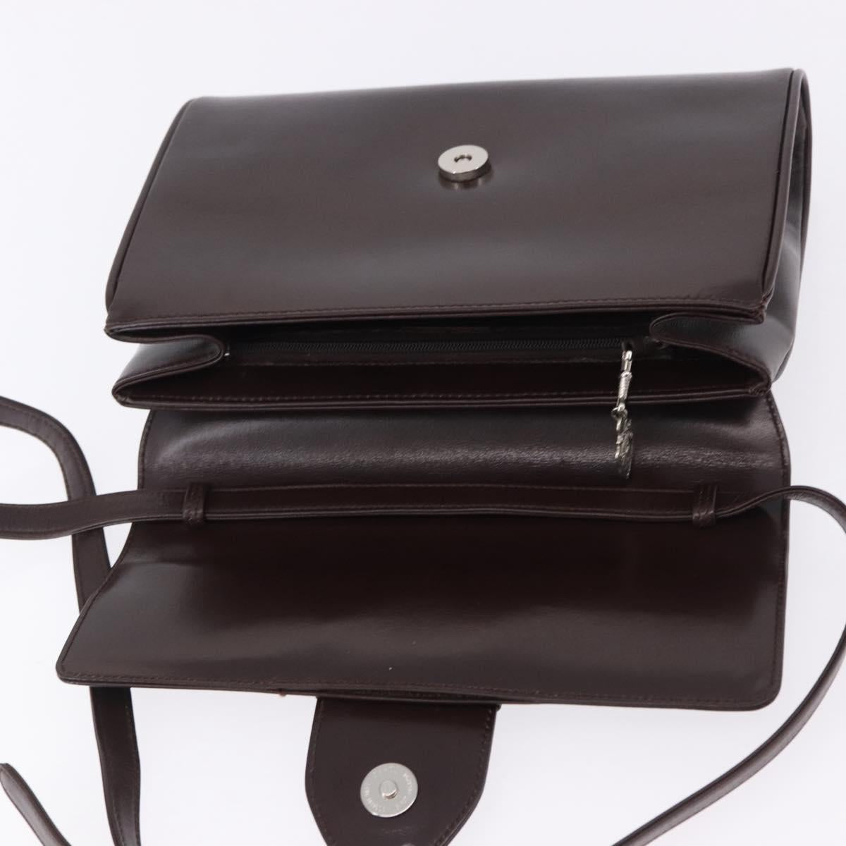 GUCCI Shoulder Bag Leather Brown Silver 004 01 0296 Auth ep15780
