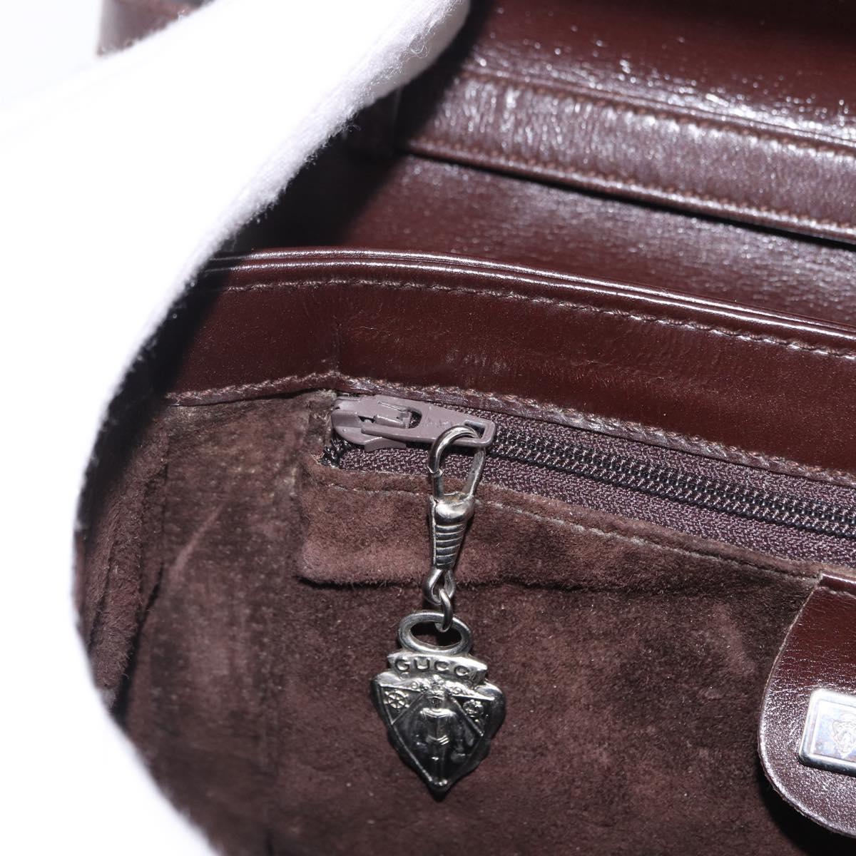 GUCCI Shoulder Bag Leather Brown Silver 004 01 0296 Auth ep15780