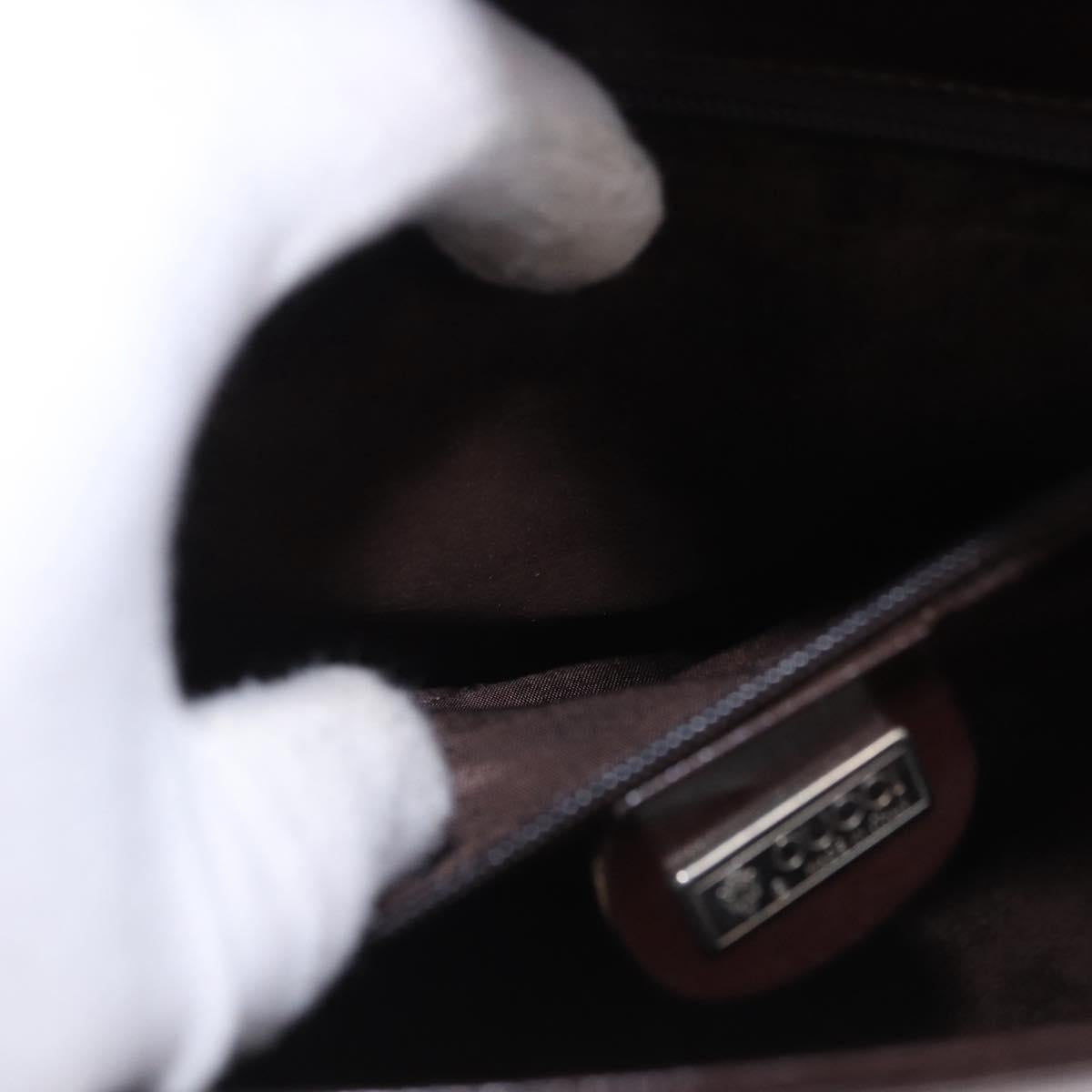 GUCCI Shoulder Bag Leather Brown Silver 004 01 0296 Auth ep15780