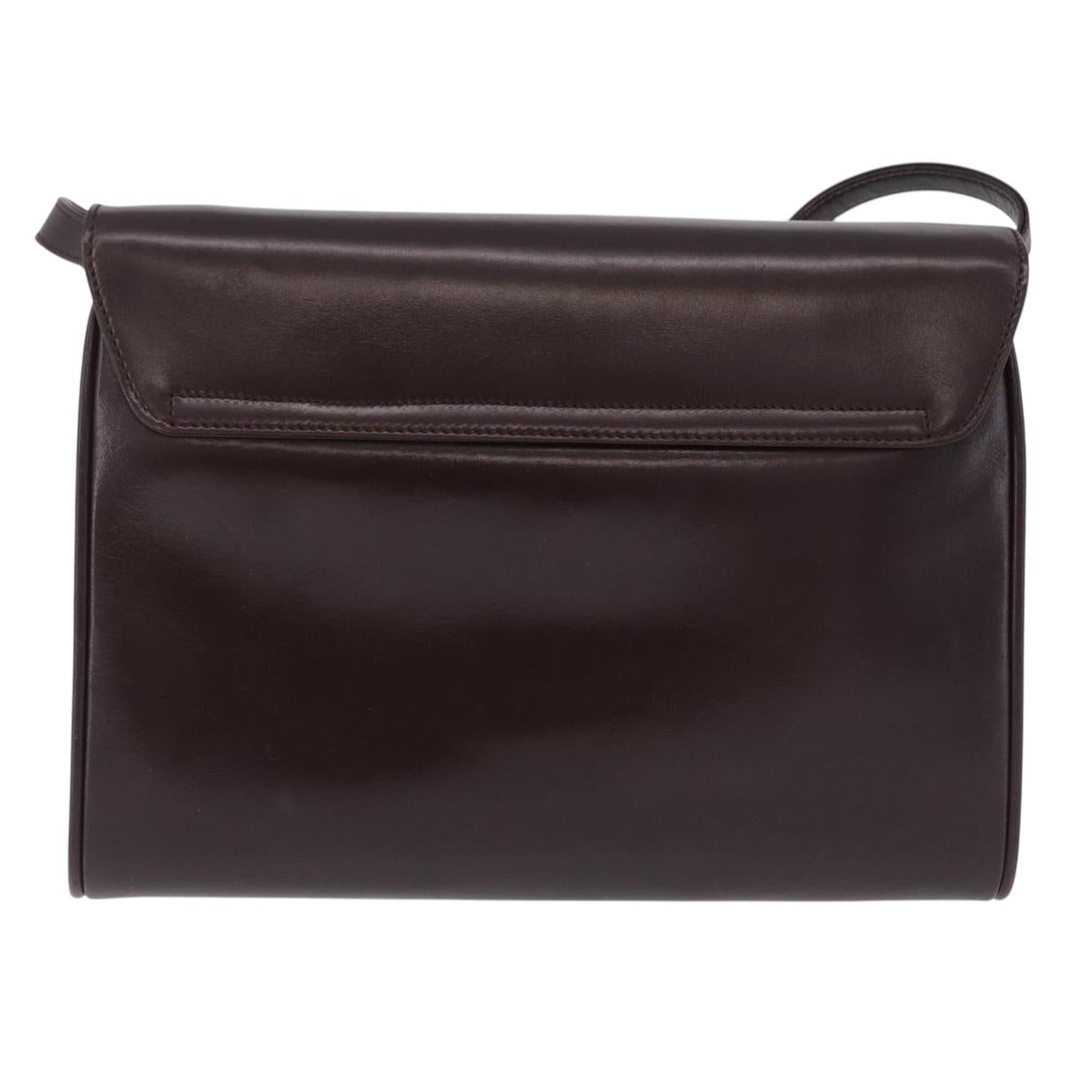 GUCCI Shoulder Bag Leather Brown Silver 004 01 0296 Auth ep15780