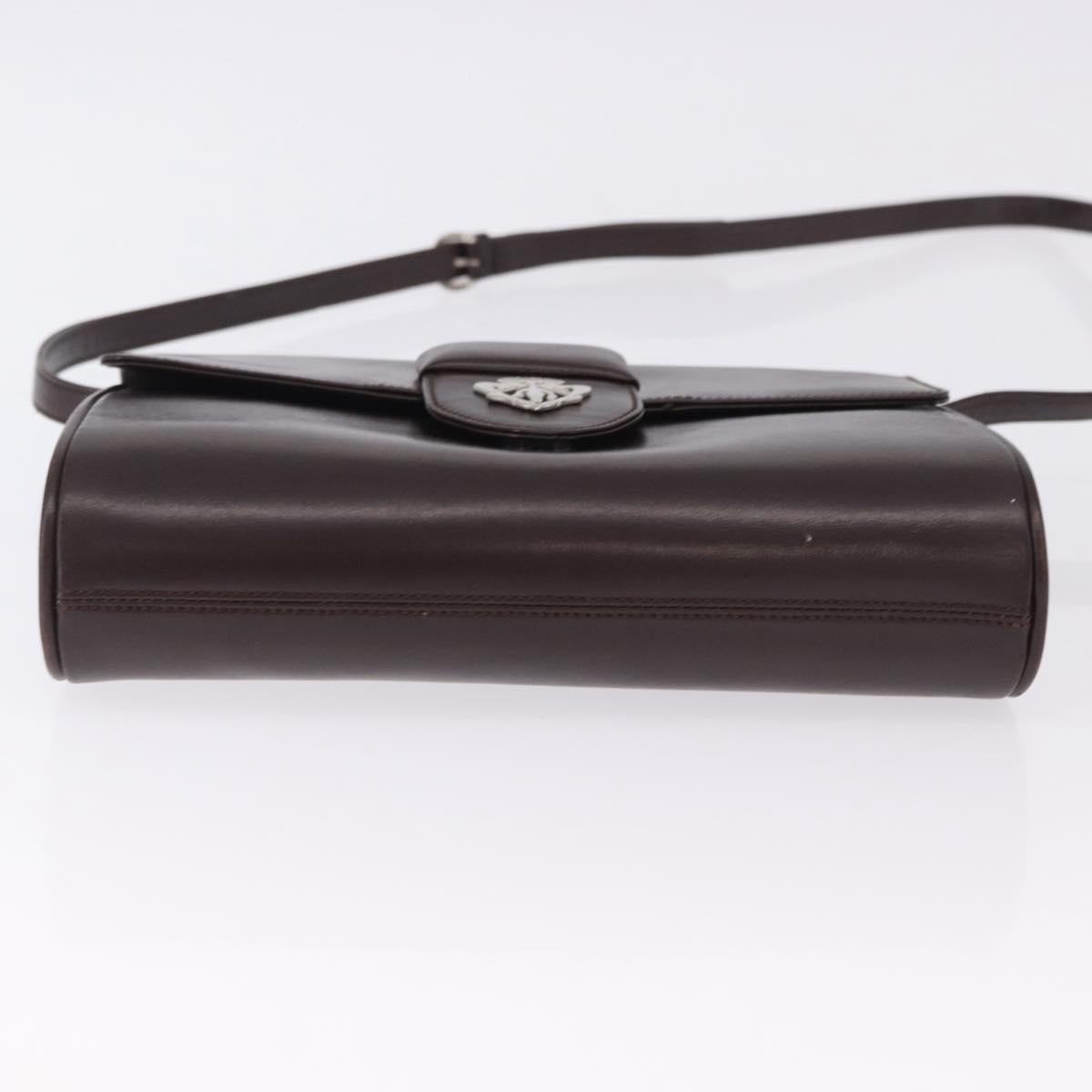 GUCCI Shoulder Bag Leather Brown Silver 004 01 0296 Auth ep15780