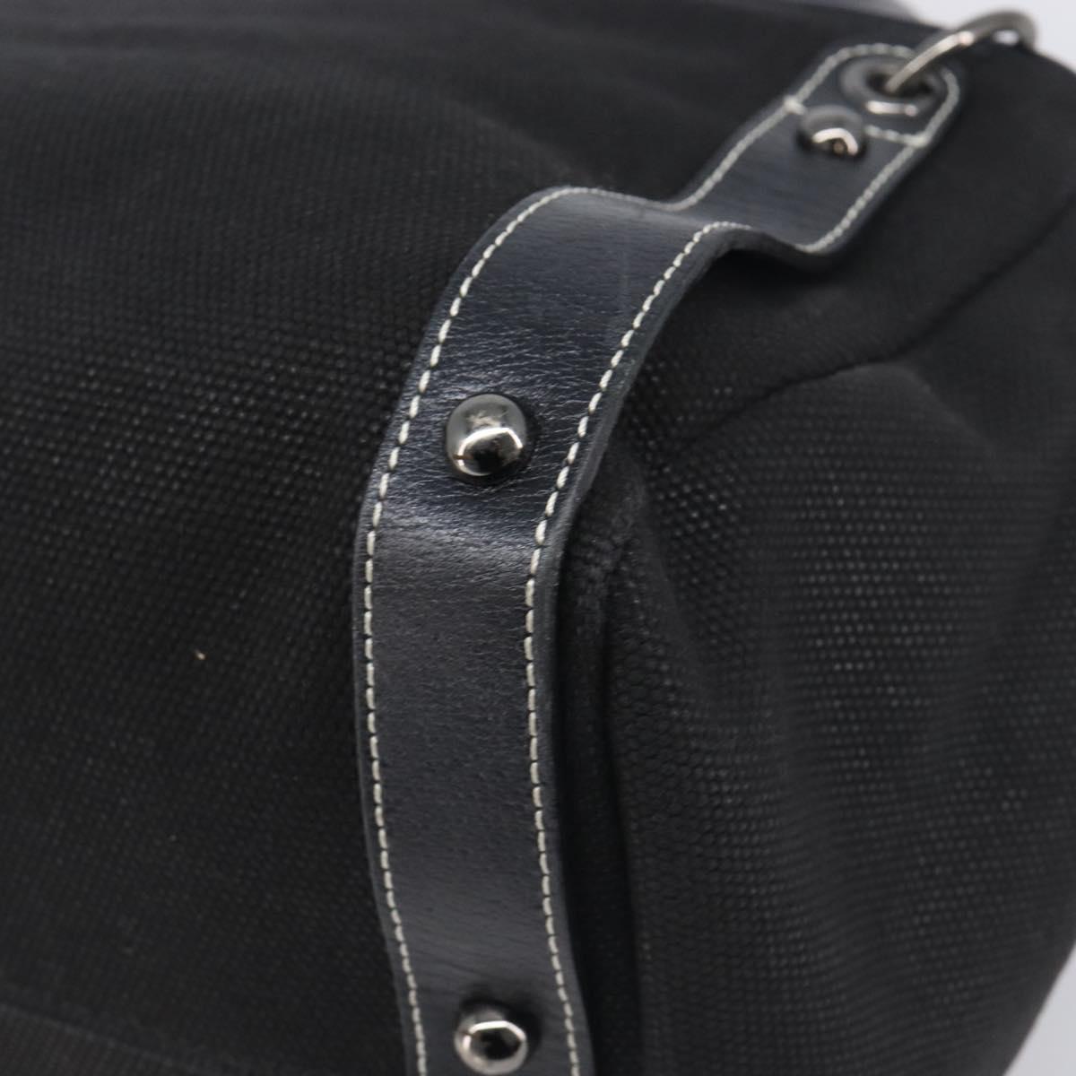 BURBERRY Hand Bag Canvas Black Silver Auth ep15781
