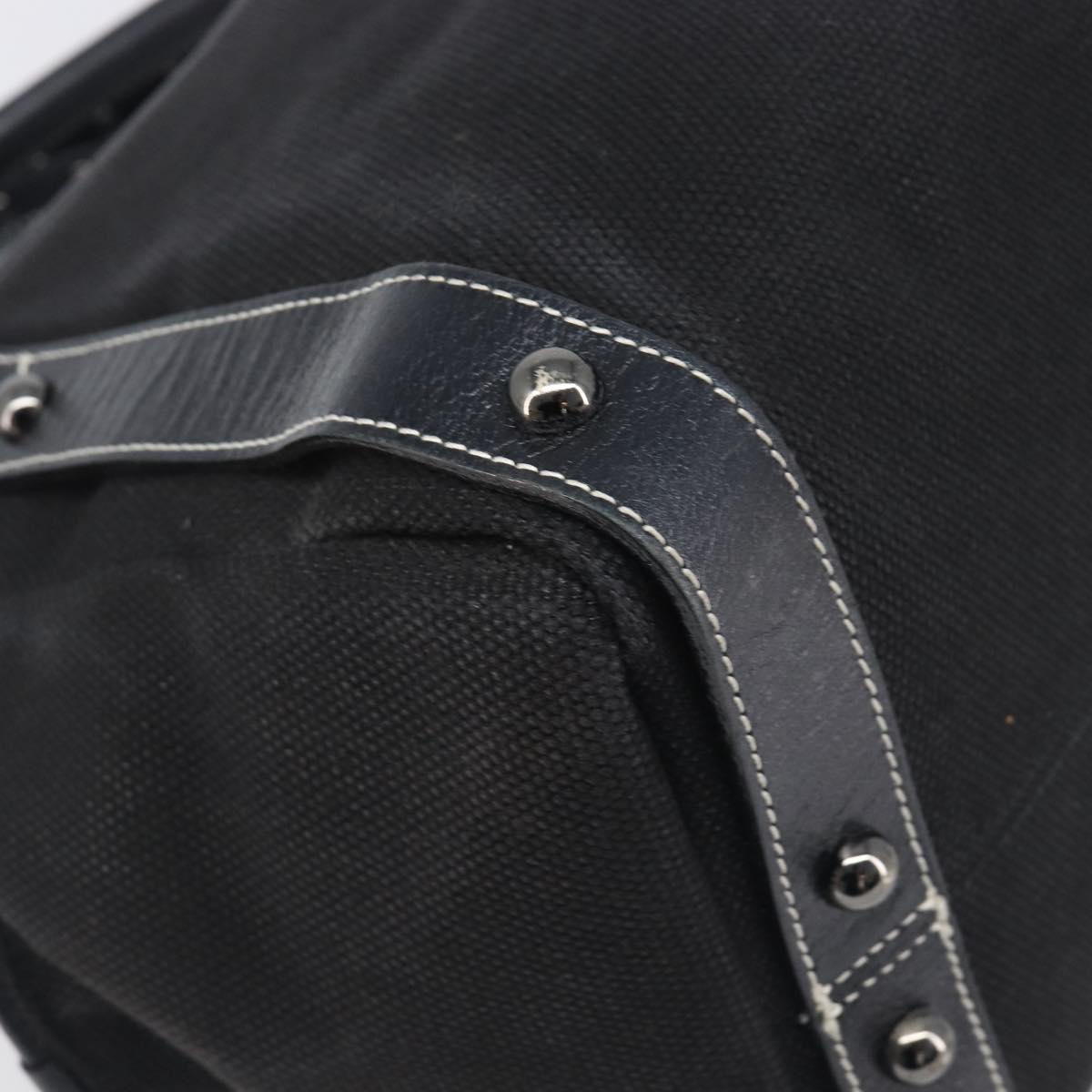 BURBERRY Hand Bag Canvas Black Silver Auth ep15781