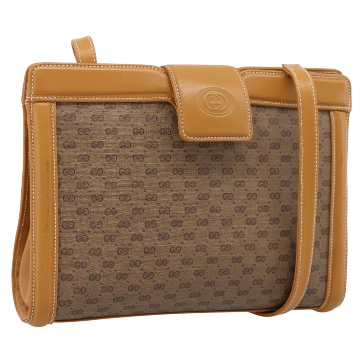 GUCCI Micro GG Canvas Shoulder Bag PVC Beige Gold Tone 004 113 0364 Auth ep15782