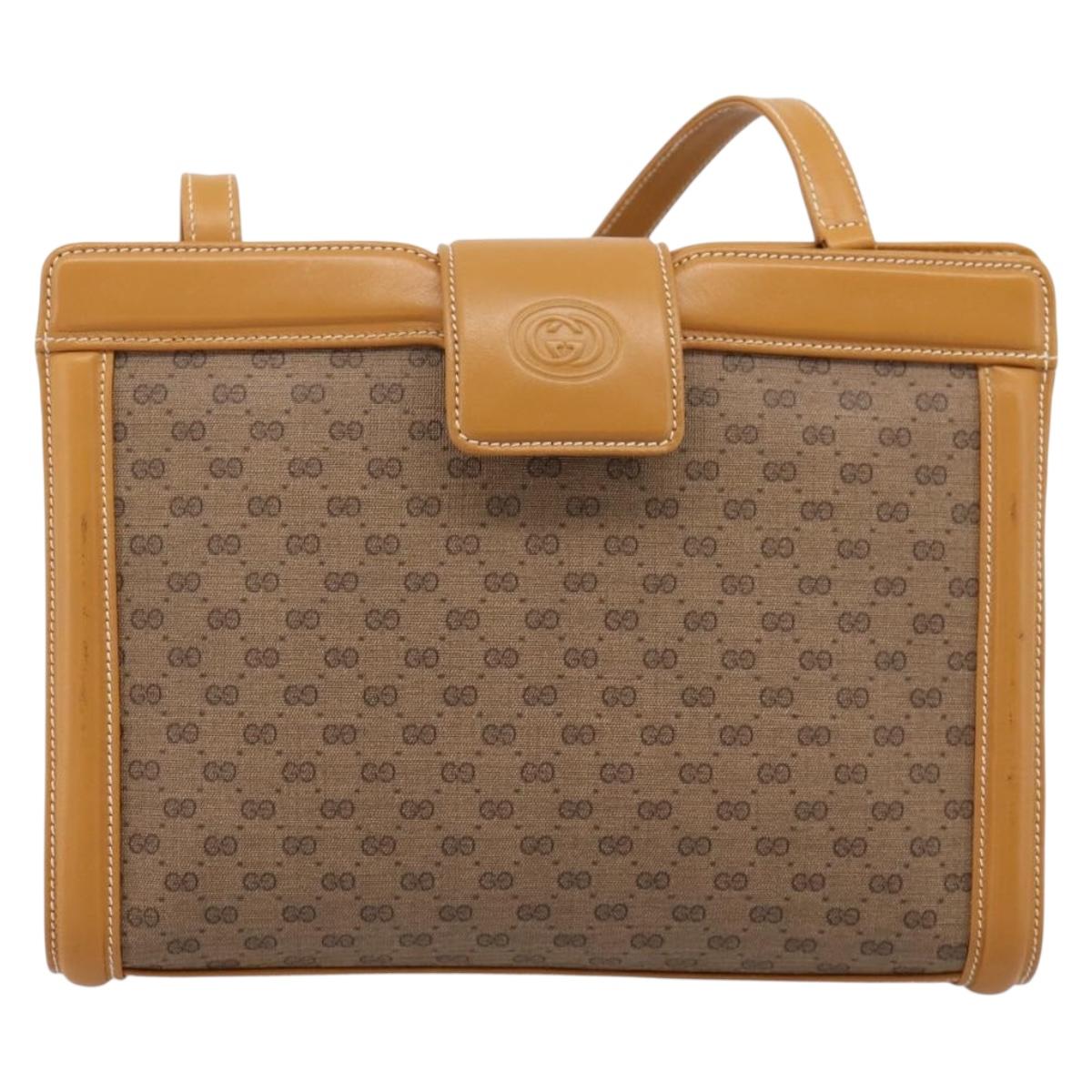 GUCCI Micro GG Canvas Shoulder Bag PVC Beige Gold Tone 004 113 0364 Auth ep15782