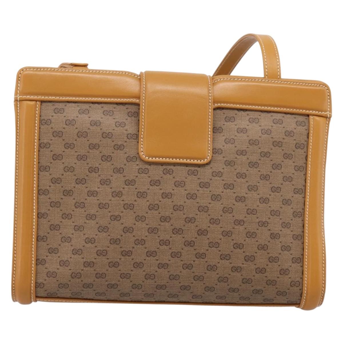 GUCCI Micro GG Canvas Shoulder Bag PVC Beige Gold Tone 004 113 0364 Auth ep15782