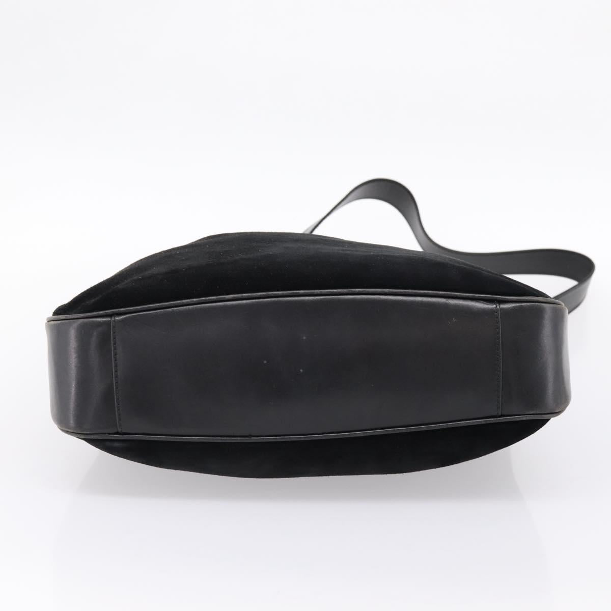 GUCCI Bamboo Hand Bag Suede 2way Black Silver 001 1577 Auth ep15783