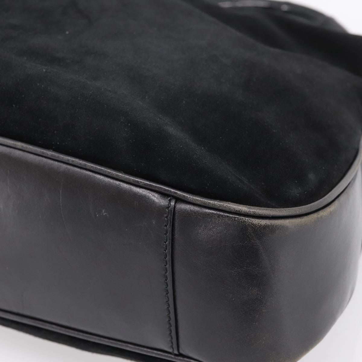 GUCCI Bamboo Hand Bag Suede 2way Black Silver 001 1577 Auth ep15783
