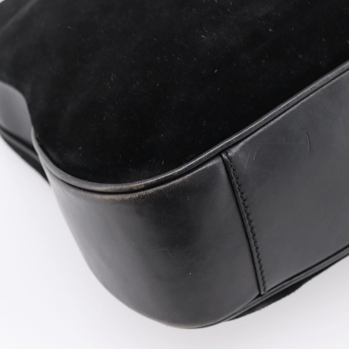 GUCCI Bamboo Hand Bag Suede 2way Black Silver 001 1577 Auth ep15783