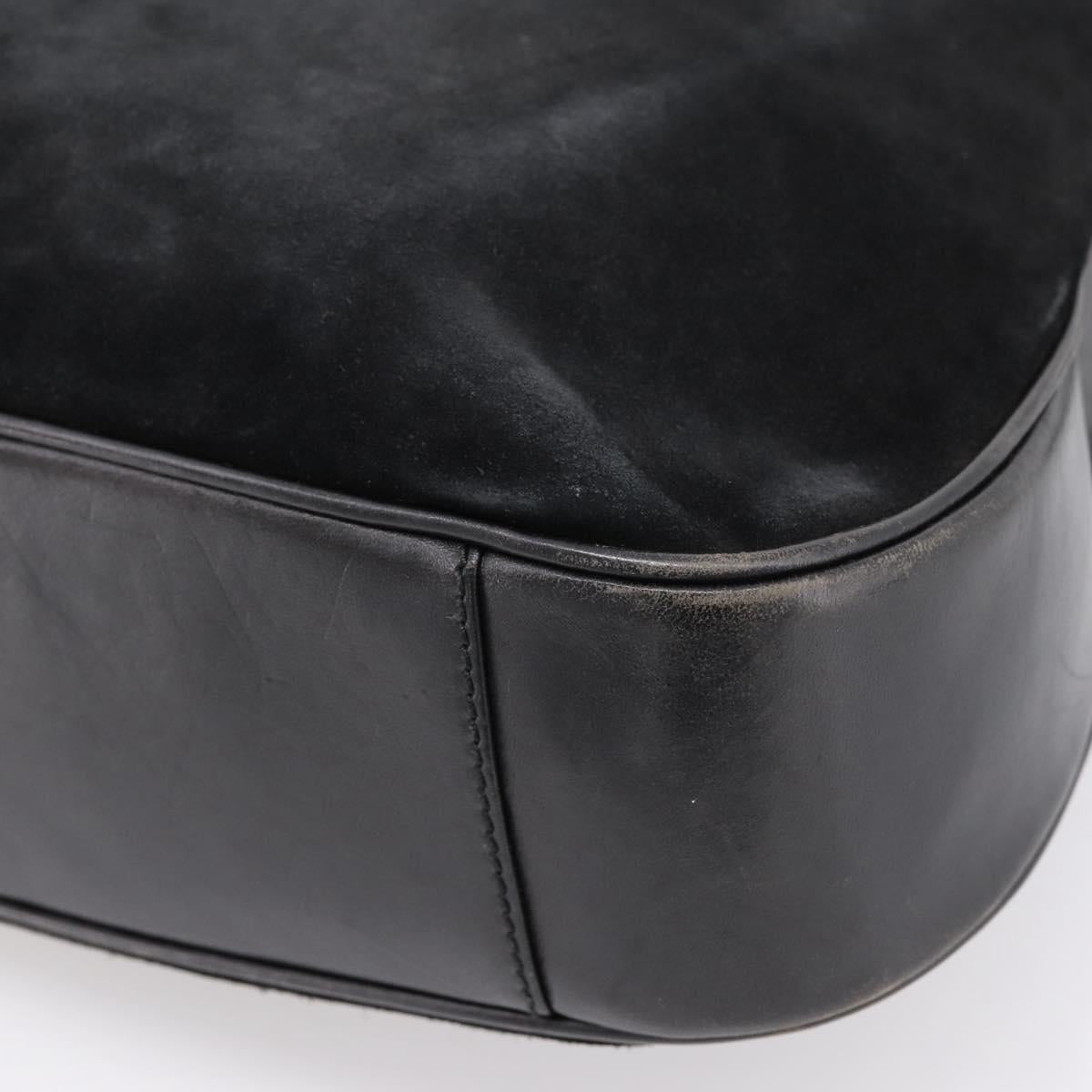 GUCCI Bamboo Hand Bag Suede 2way Black Silver 001 1577 Auth ep15783