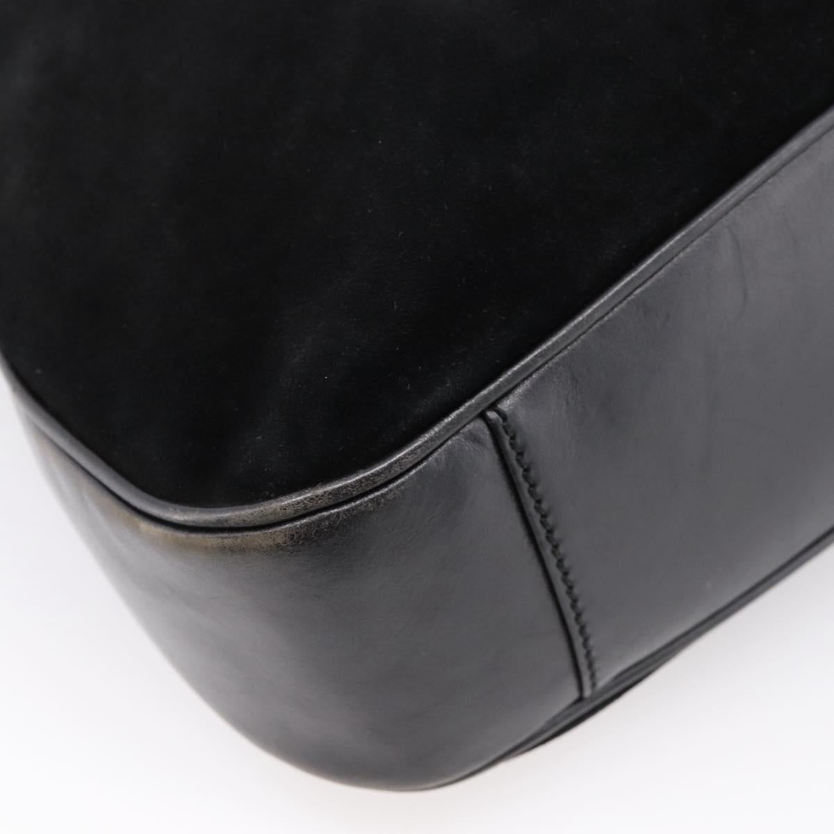 GUCCI Bamboo Hand Bag Suede 2way Black Silver 001 1577 Auth ep15783