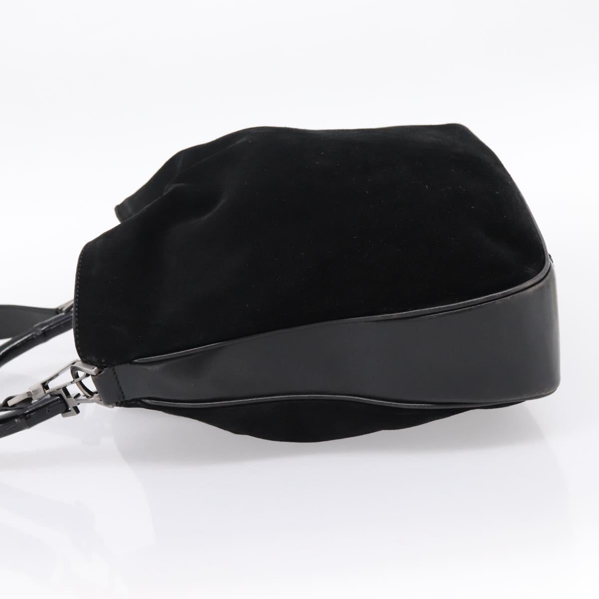 GUCCI Bamboo Hand Bag Suede 2way Black Silver 001 1577 Auth ep15783