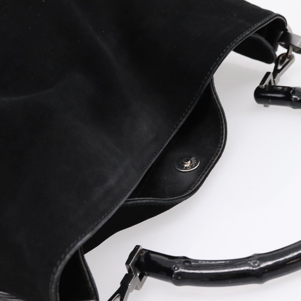 GUCCI Bamboo Hand Bag Suede 2way Black Silver 001 1577 Auth ep15783