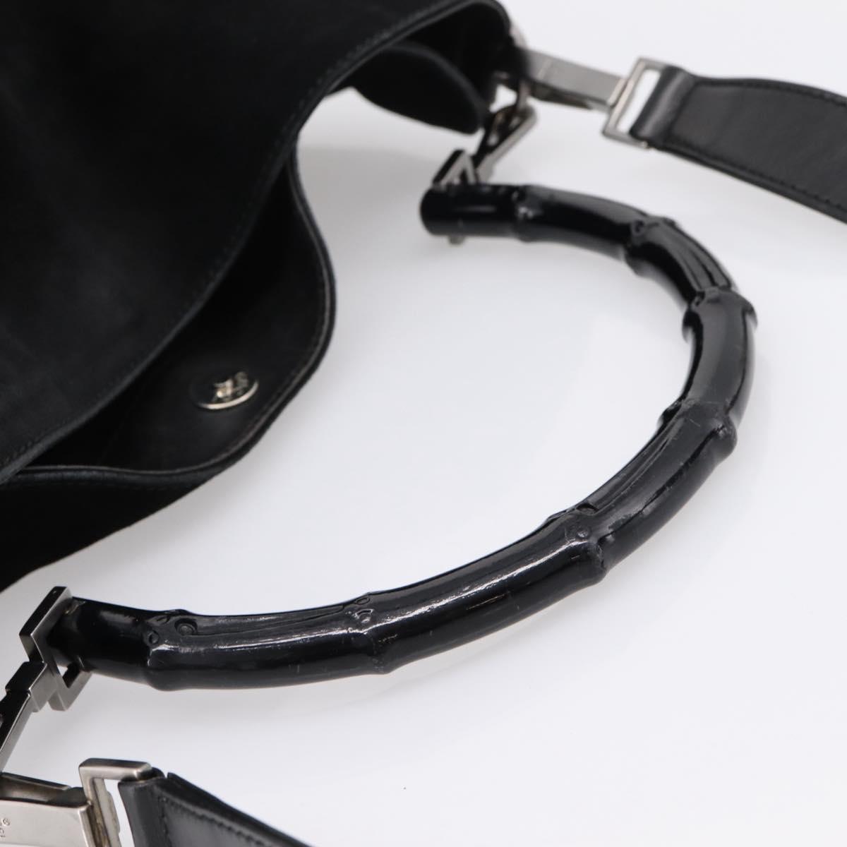 GUCCI Bamboo Hand Bag Suede 2way Black Silver 001 1577 Auth ep15783