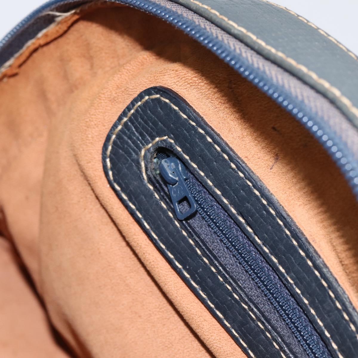 LOEWE Hand Bag Leather Navy Gold Tone Auth ep15784