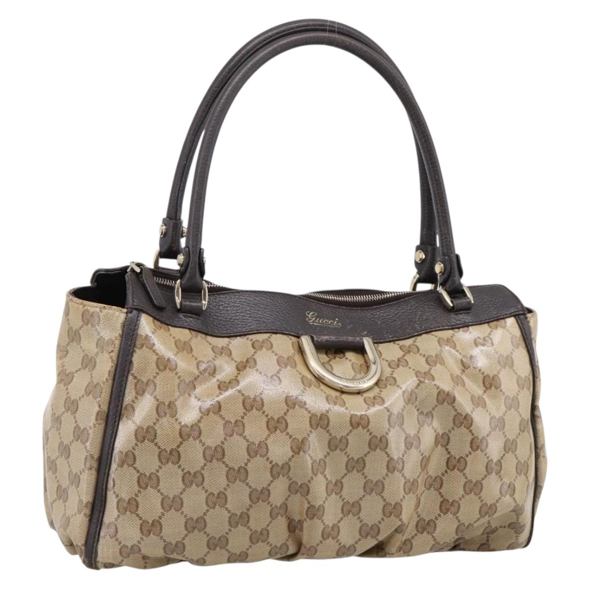 GUCCI GG Crystal Hand Bag Coated Canvas Outlet Beige Gold 327787 Auth ep15785