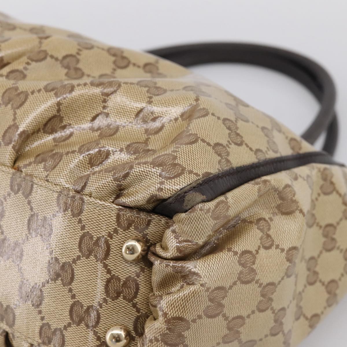 GUCCI GG Crystal Hand Bag Coated Canvas Outlet Beige Gold 327787 Auth ep15785