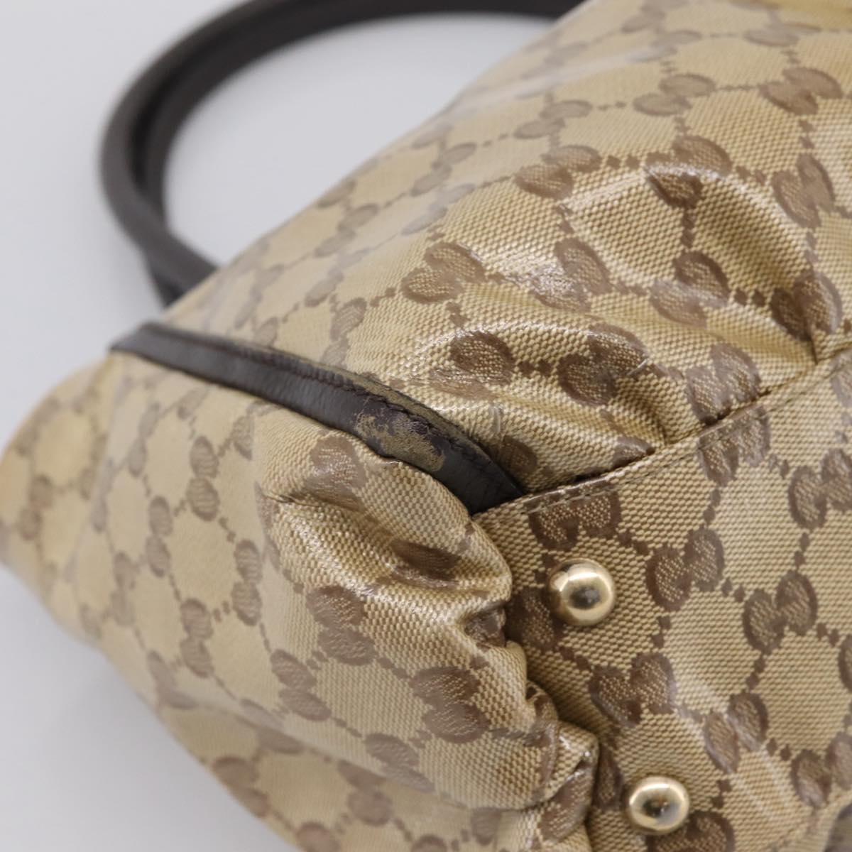 GUCCI GG Crystal Hand Bag Coated Canvas Outlet Beige Gold 327787 Auth ep15785
