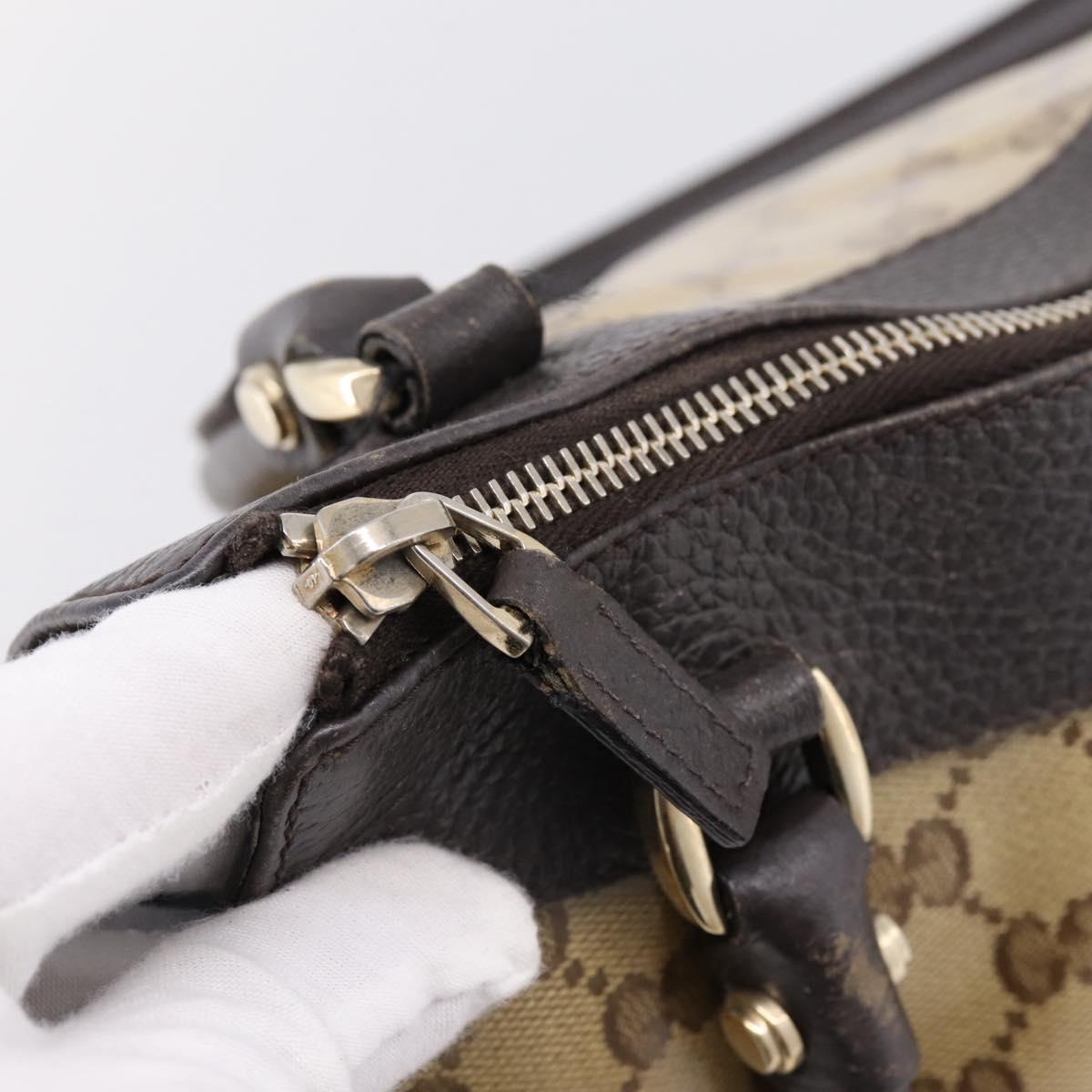 GUCCI GG Crystal Hand Bag Coated Canvas Outlet Beige Gold 327787 Auth ep15785