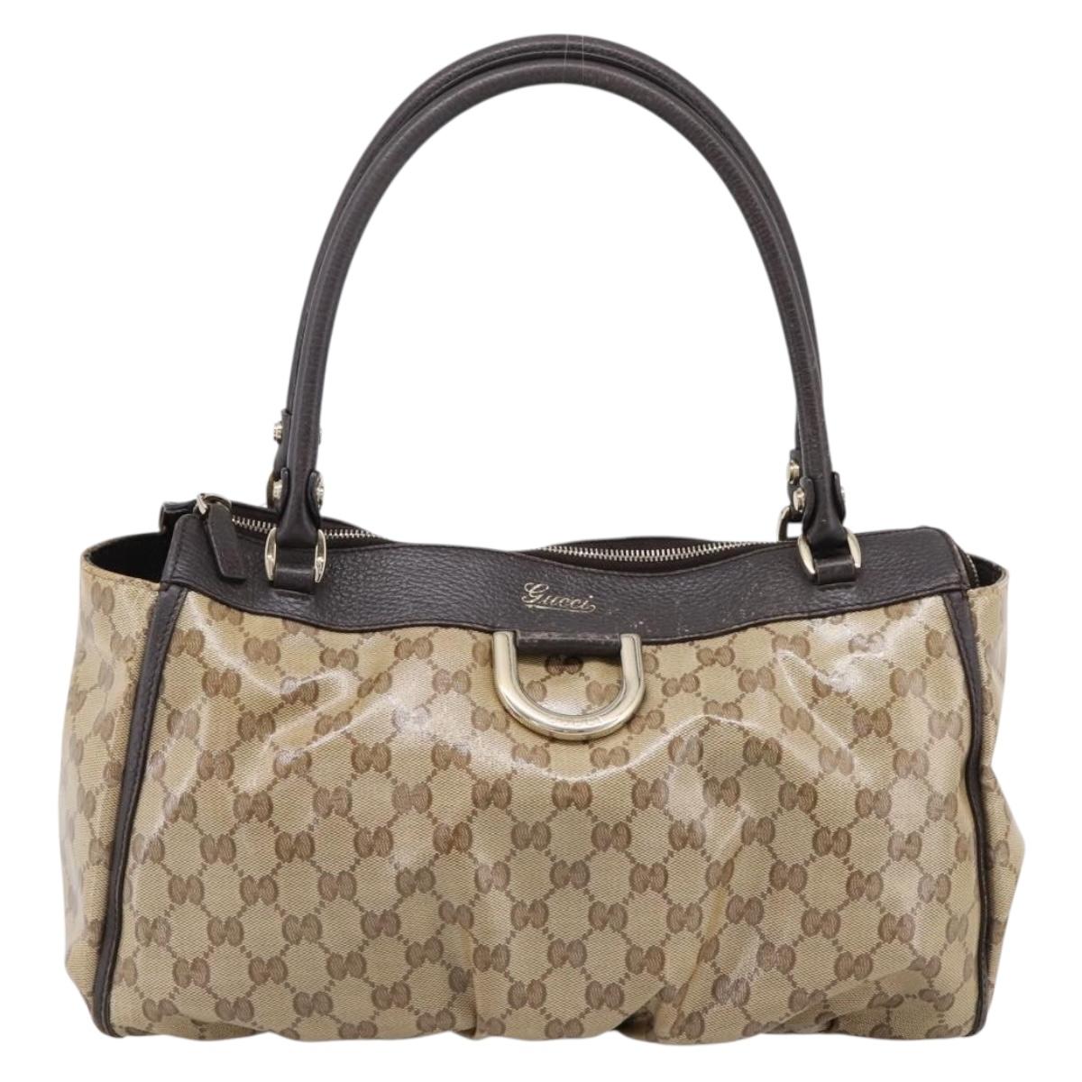 GUCCI GG Crystal Hand Bag Coated Canvas Outlet Beige Gold 327787 Auth ep15785