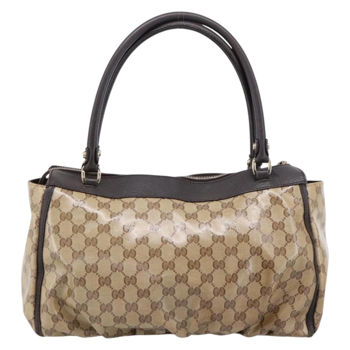 GUCCI GG Crystal Hand Bag Coated Canvas Outlet Beige Gold 327787 Auth ep15785
