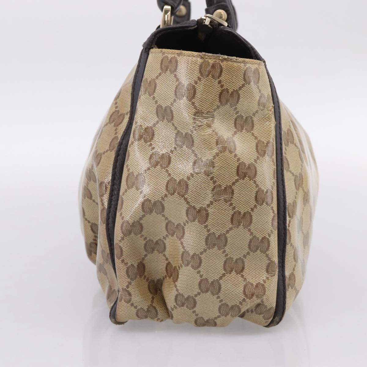 GUCCI GG Crystal Hand Bag Coated Canvas Outlet Beige Gold 327787 Auth ep15785