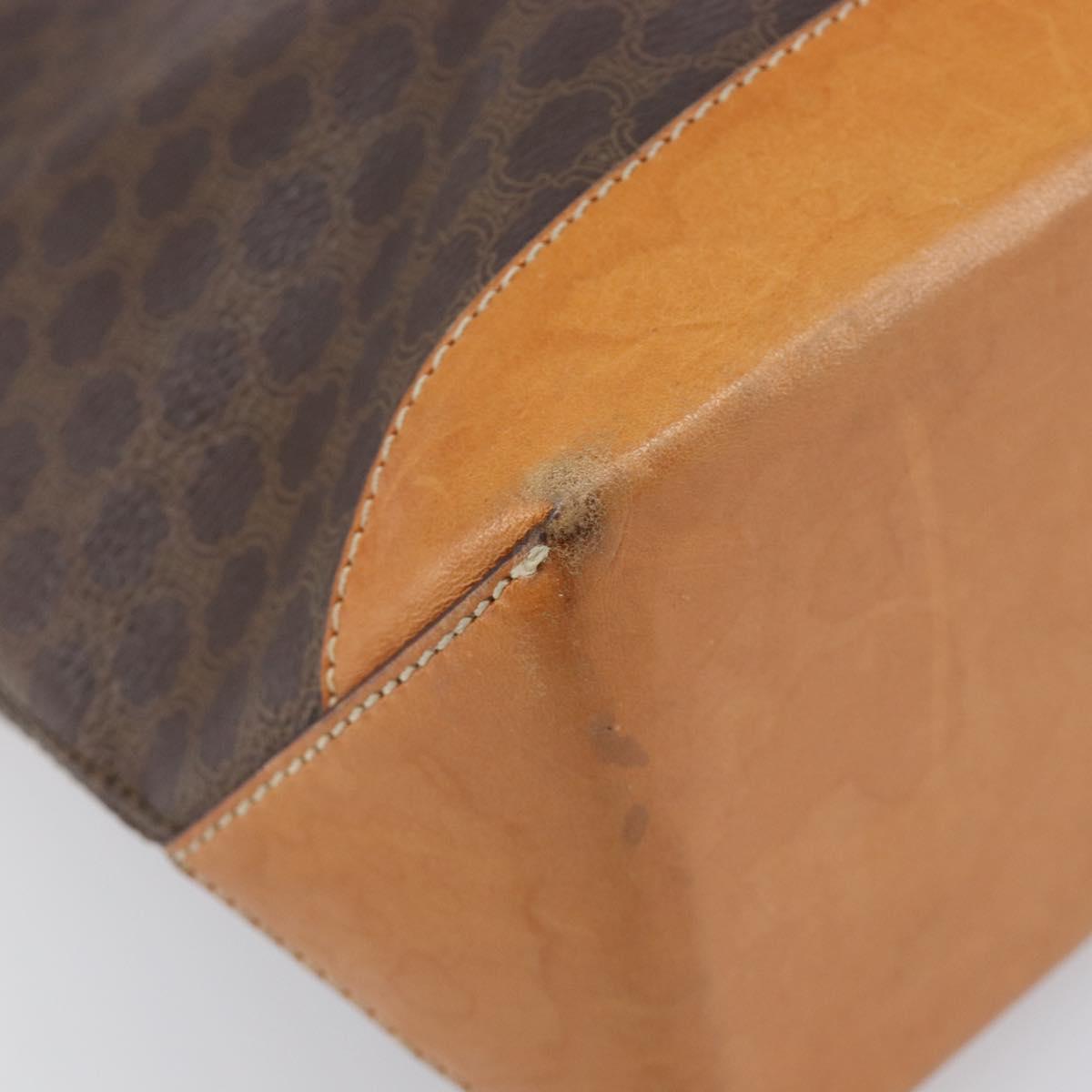 CELINE Macadam Hand Bag PVC Leather Brown Gold Tone Auth ep15786