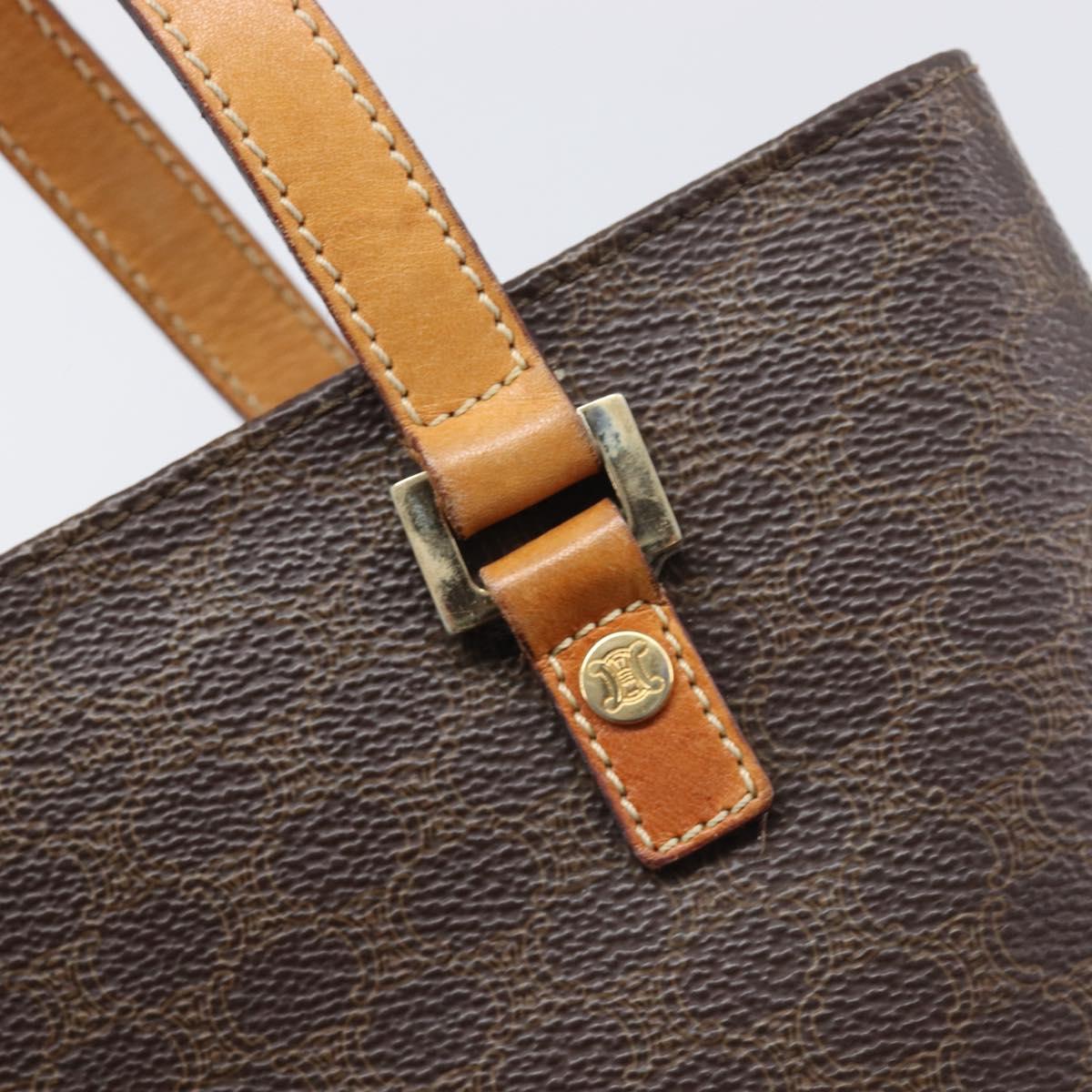 CELINE Macadam Hand Bag PVC Leather Brown Gold Tone Auth ep15786