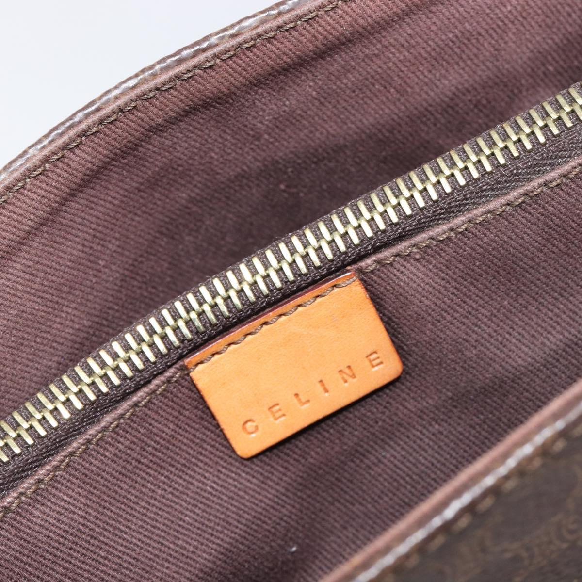 CELINE Macadam Hand Bag PVC Leather Brown Gold Tone Auth ep15786