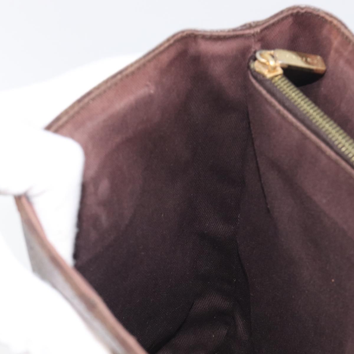 CELINE Macadam Hand Bag PVC Leather Brown Gold Tone Auth ep15786