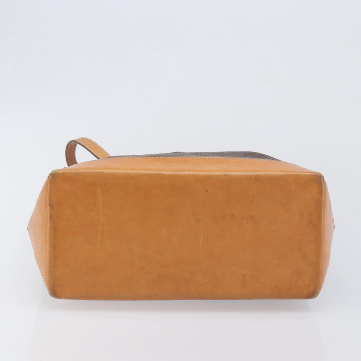 CELINE Macadam Hand Bag PVC Leather Brown Gold Tone Auth ep15786