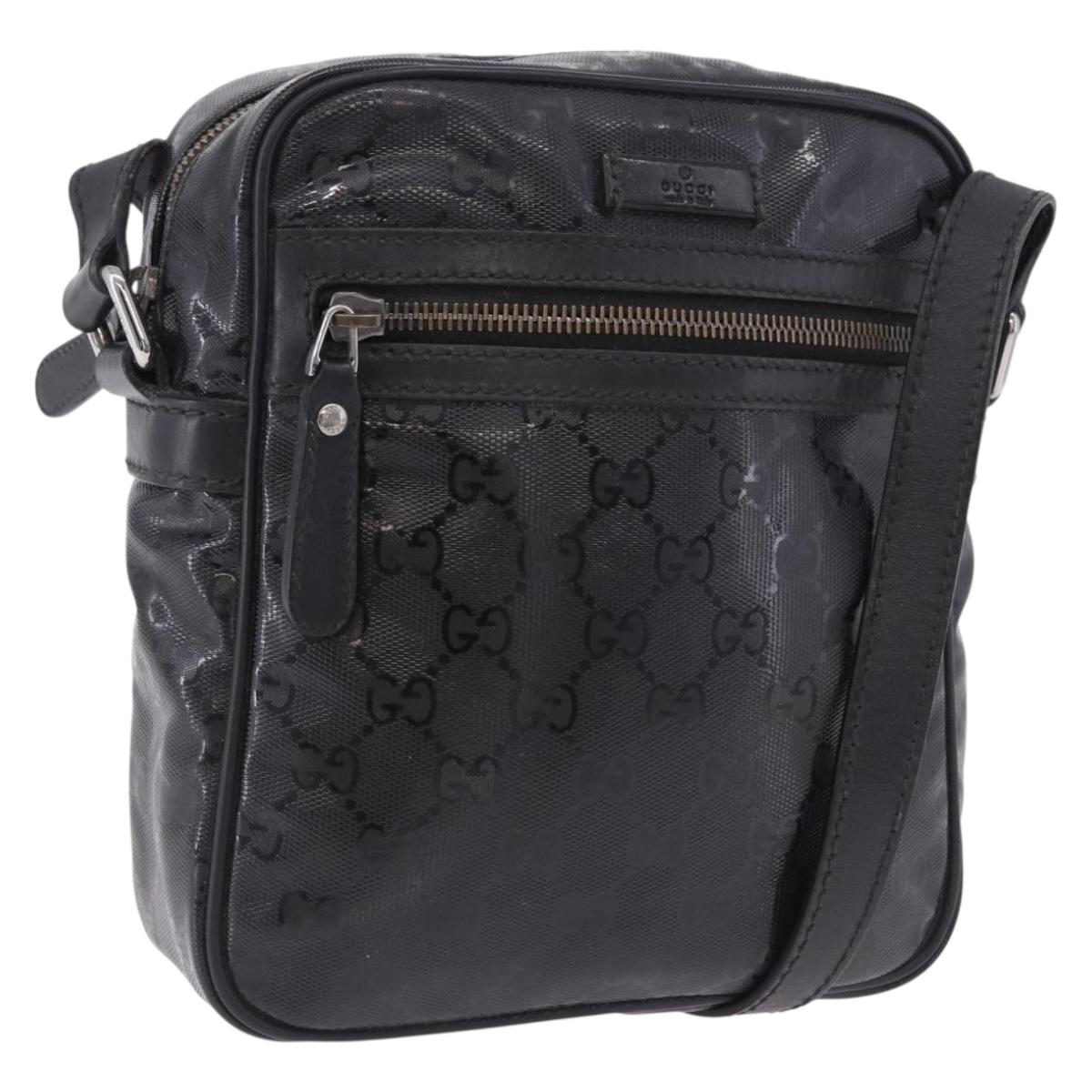 GUCCI GG Implementation Shoulder Bag PVC Black Silver 233268 Auth ep15789