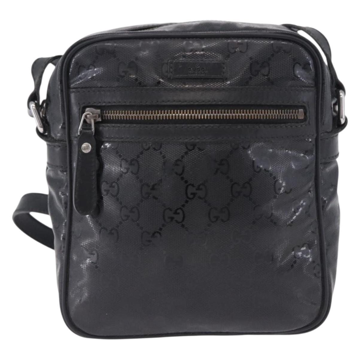 GUCCI GG Implementation Shoulder Bag PVC Black Silver 233268 Auth ep15789