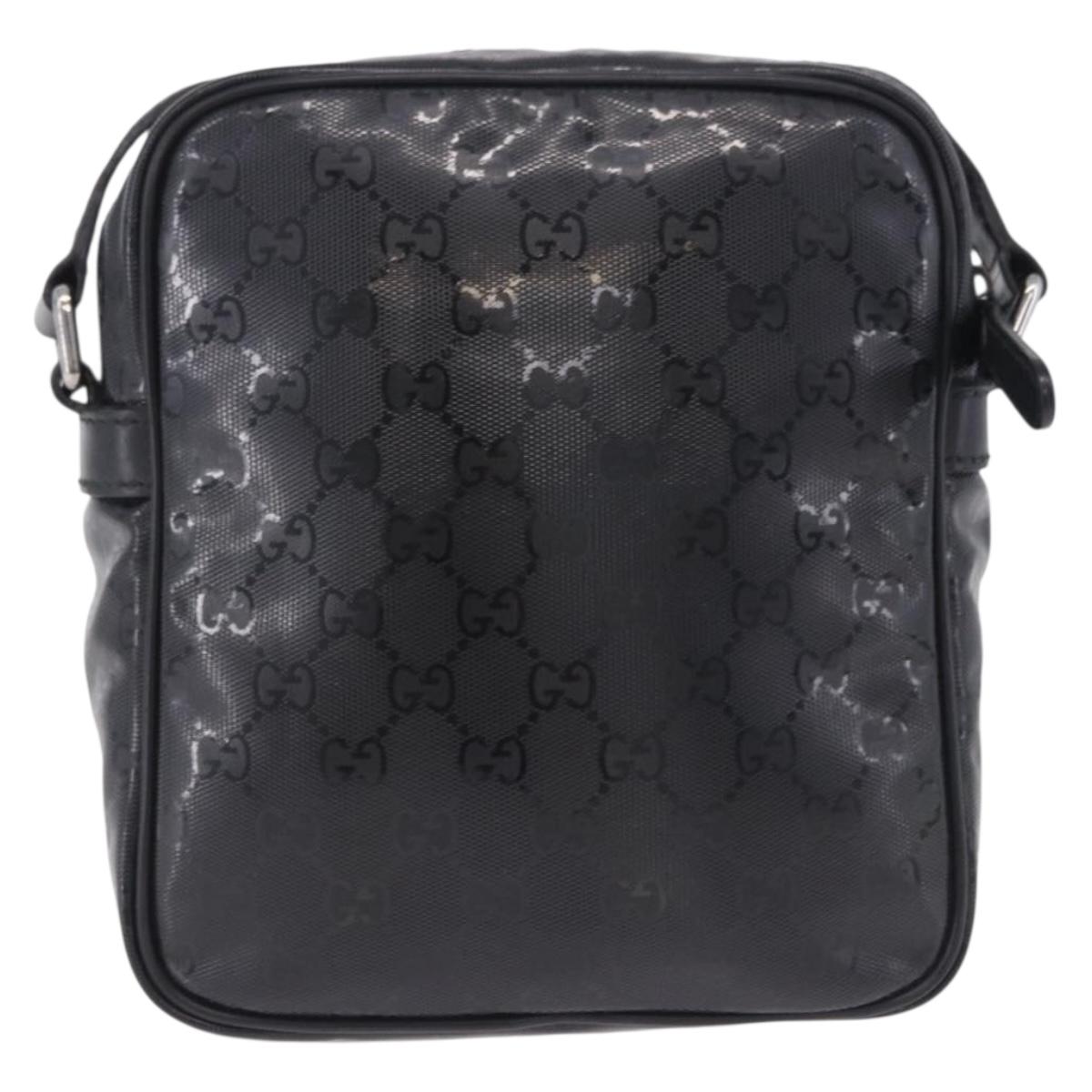 GUCCI GG Implementation Shoulder Bag PVC Black Silver 233268 Auth ep15789