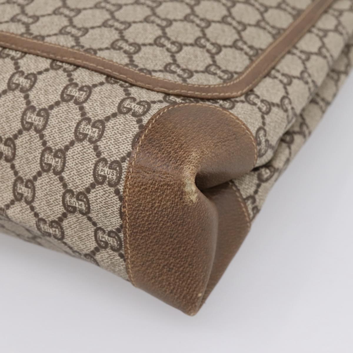 GUCCI Plus Hand Bag PVC Leather Beige Gold Tone Auth ep15790