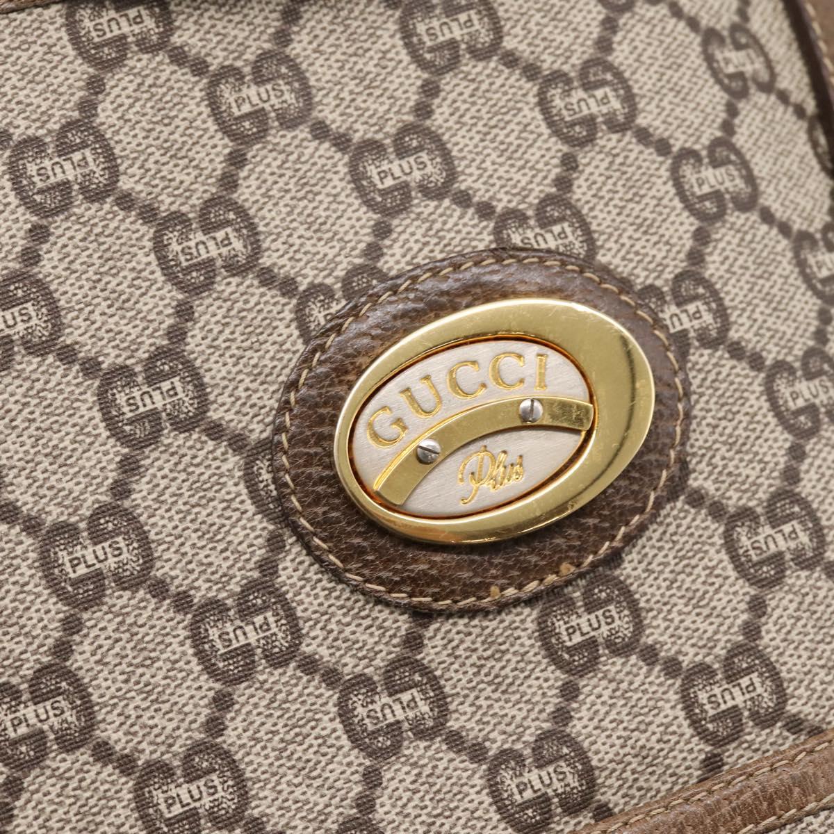 GUCCI Plus Hand Bag PVC Leather Beige Gold Tone Auth ep15790