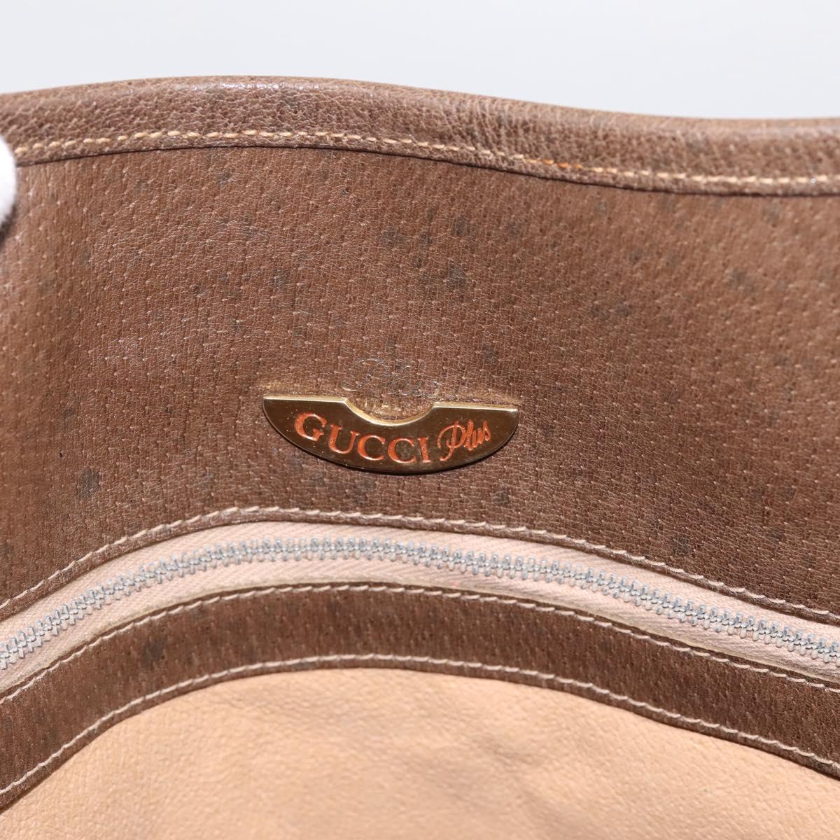 GUCCI Plus Hand Bag PVC Leather Beige Gold Tone Auth ep15790
