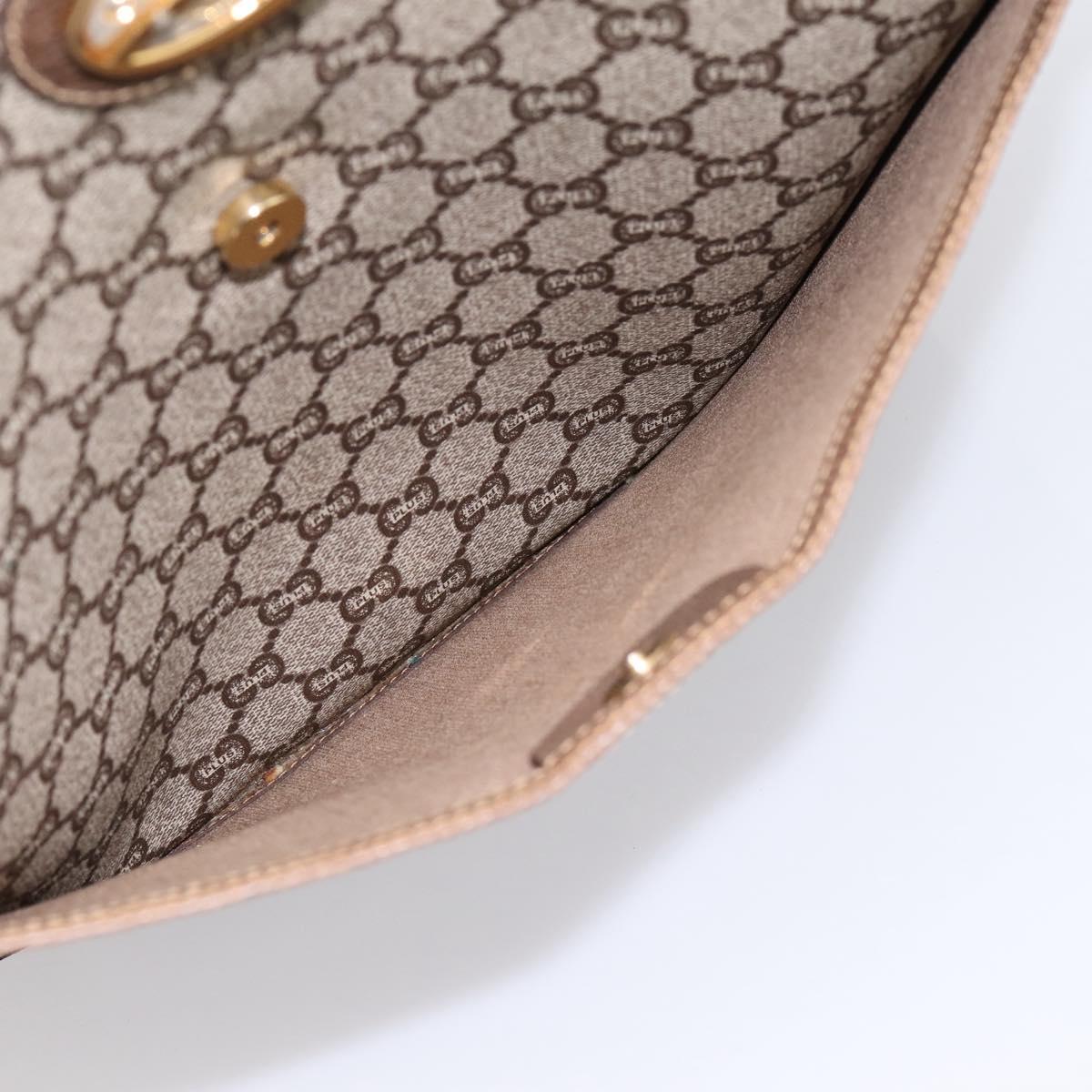 GUCCI Plus Hand Bag PVC Leather Beige Gold Tone Auth ep15790
