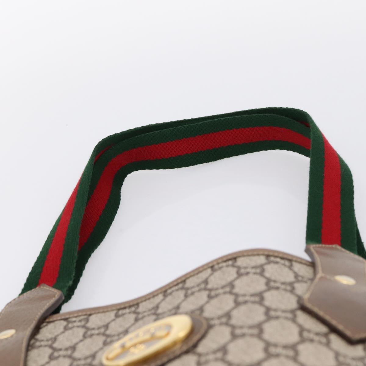 GUCCI Plus Hand Bag PVC Leather Beige Gold Tone Auth ep15790