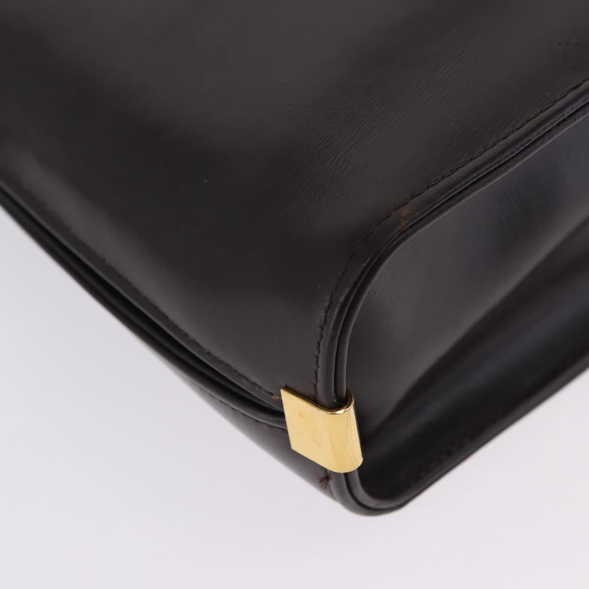 Christian Dior Hand Bag Leather 2way Brown Gold Tone Auth ep15792A