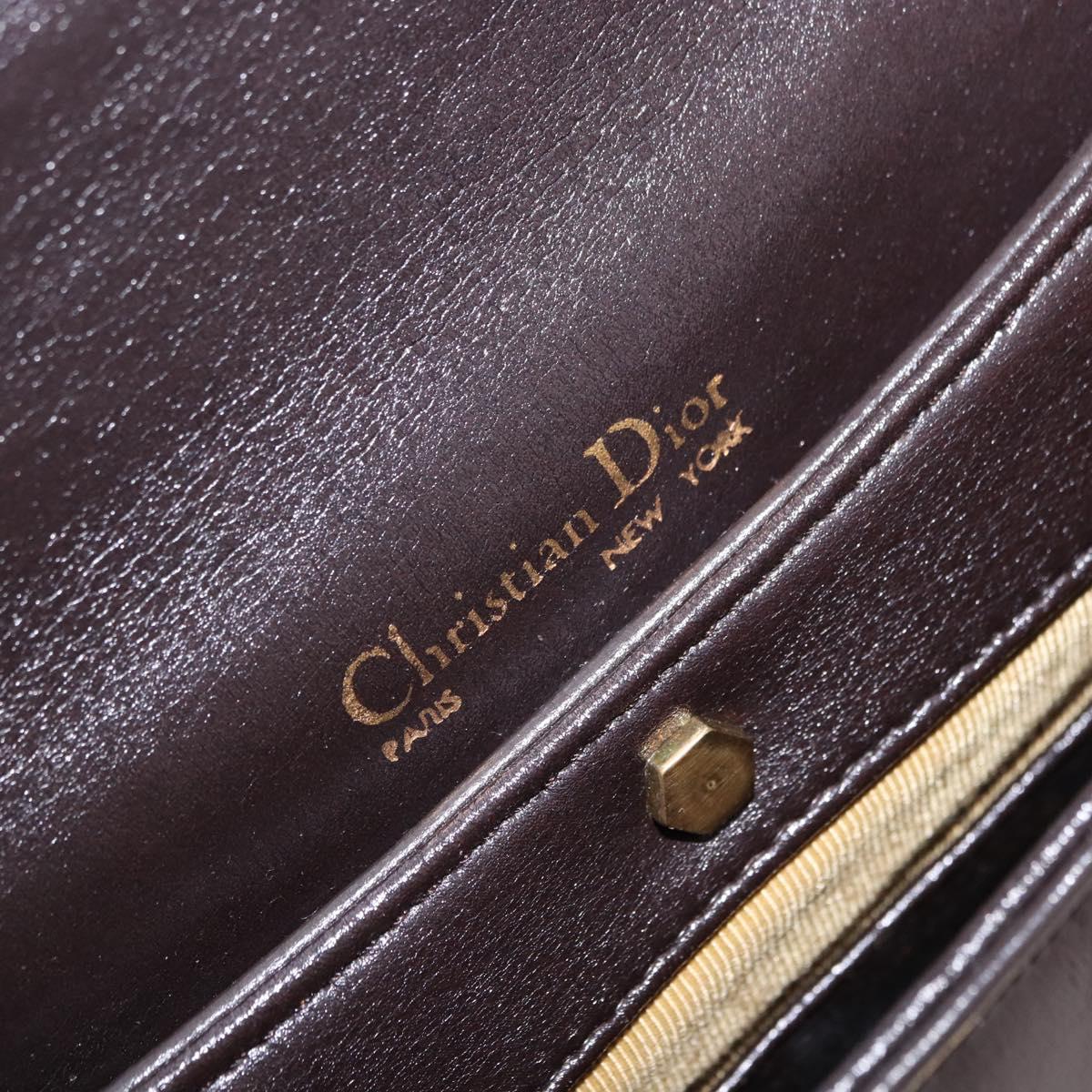 Christian Dior Hand Bag Leather 2way Brown Gold Tone Auth ep15792A