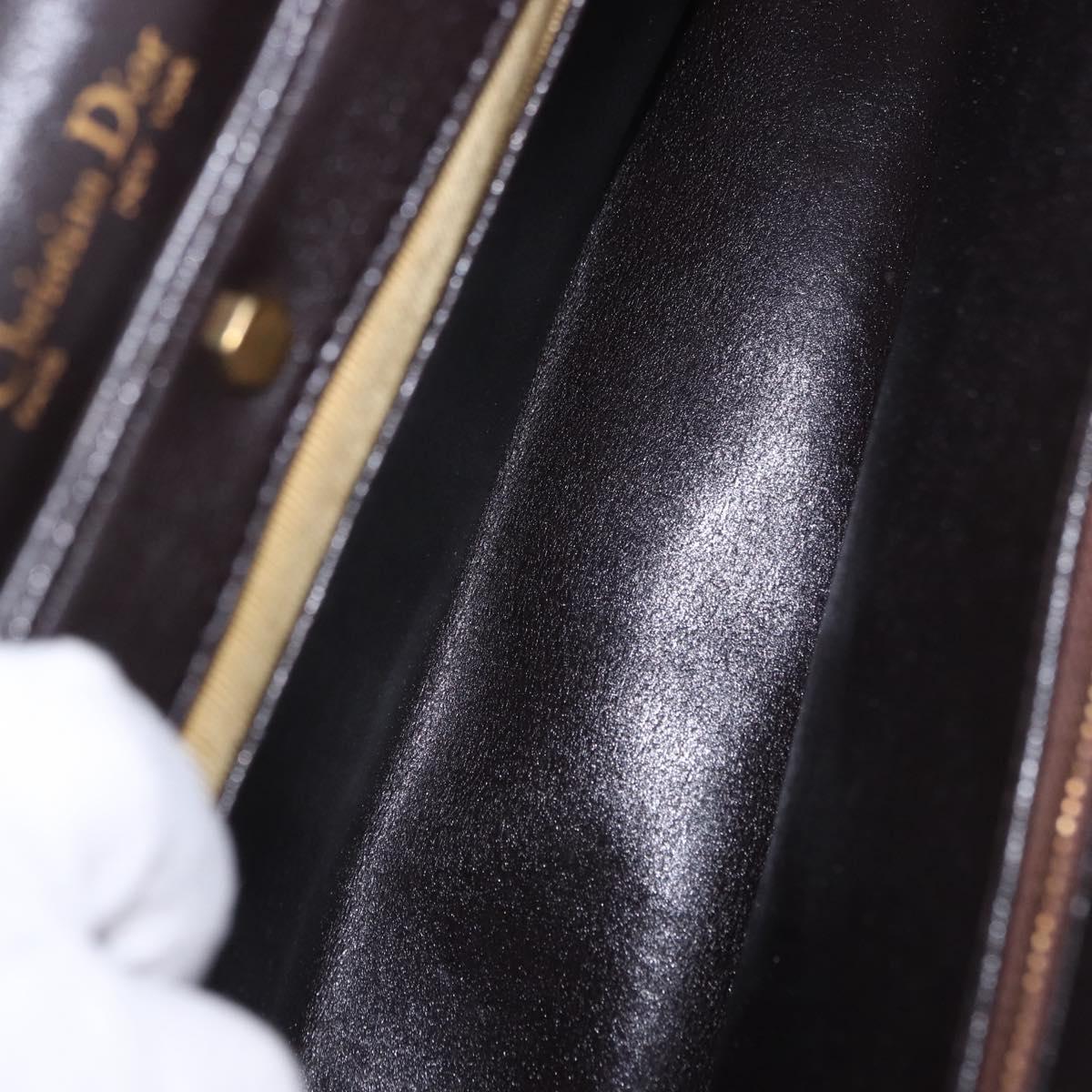 Christian Dior Hand Bag Leather 2way Brown Gold Tone Auth ep15792A